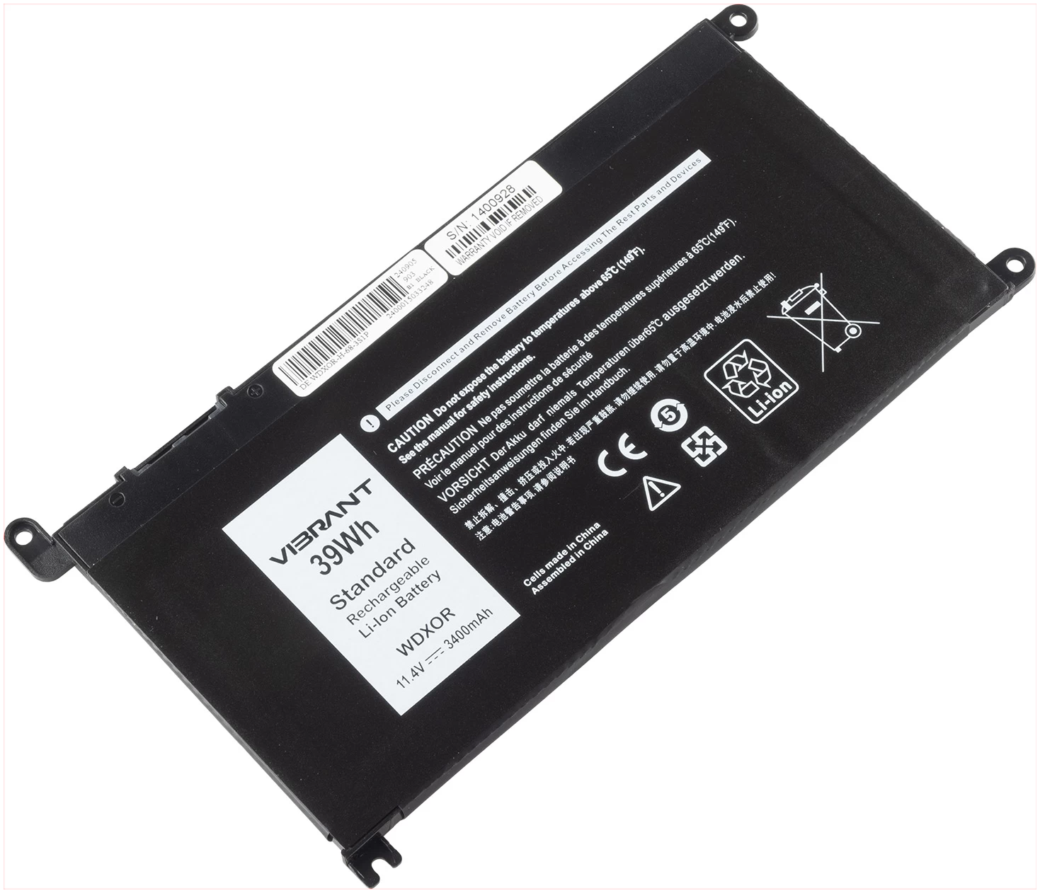 wdx0R Battery for Dell Inspiron 15 (5568) 13 (5378) 13 (7368)(P/N: WDX0R,6MNJ4 ,T2JX4 ,FW8KR 0C4HCW, 0Y3F7Y) - Image 1