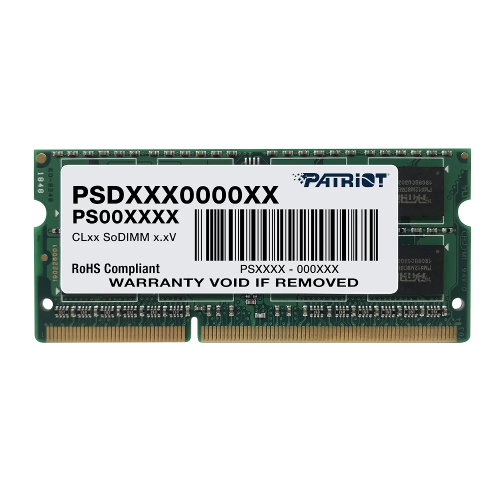 PSD34G16002S_wr_01a.jpg Patriot Signature Line 4GB 1600MHz DDR3 Dual Rank SODIMM Notebook Memory - Image 1